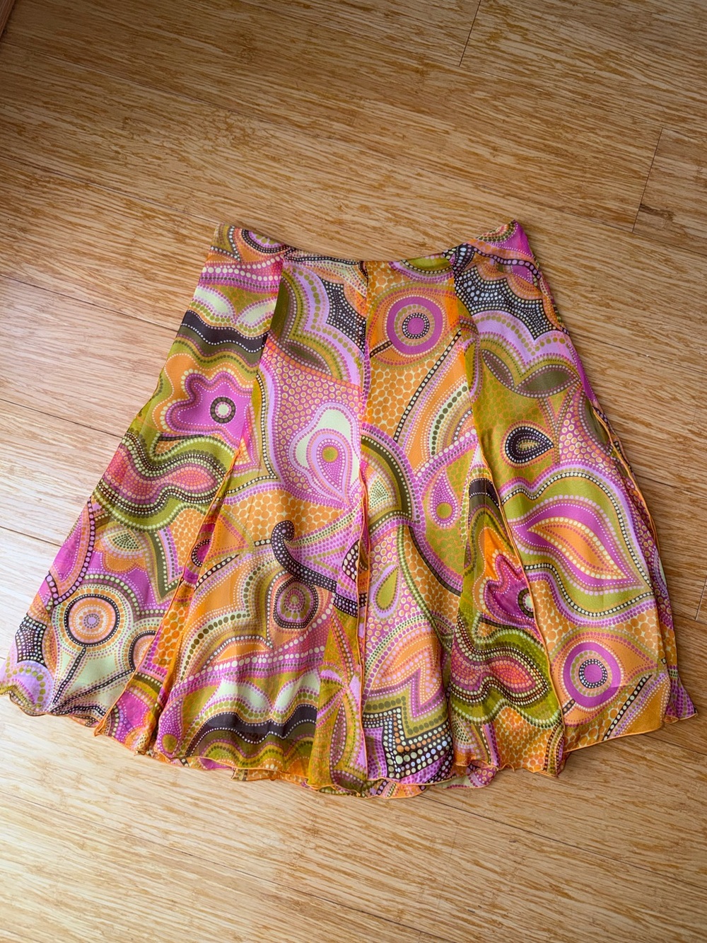Vintage Dana Buchman 100% Silk Paisley Midi Skirt 4P Y2K